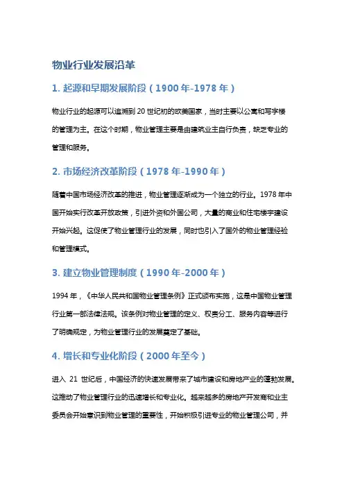 物业行业发展沿革