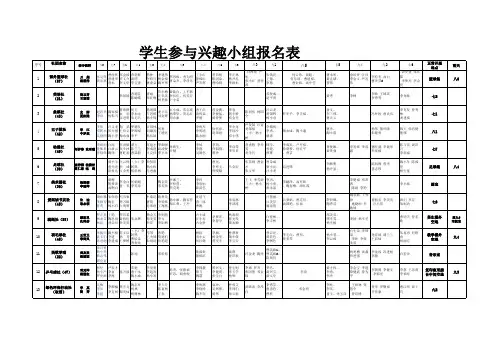 兴趣小组报名表