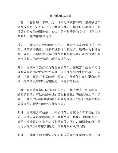 田螺的作用与功效