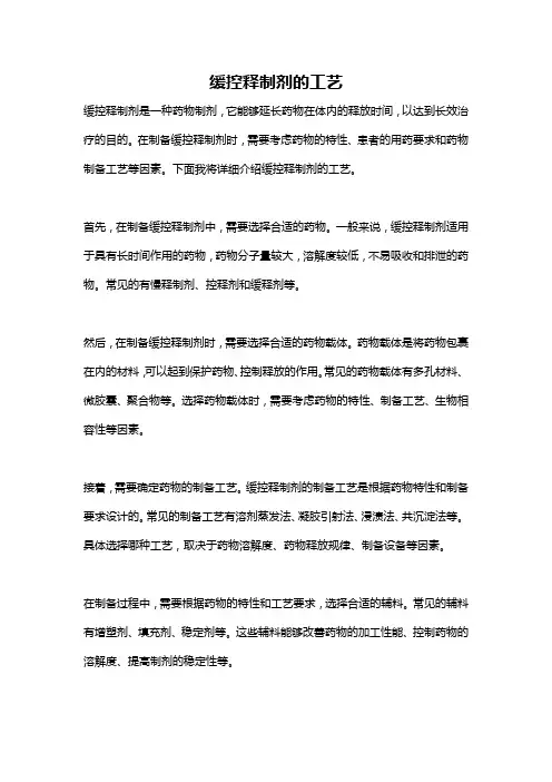缓控释制剂的工艺