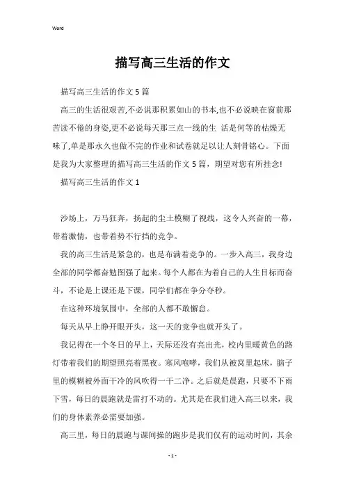 描写高三生活的作文