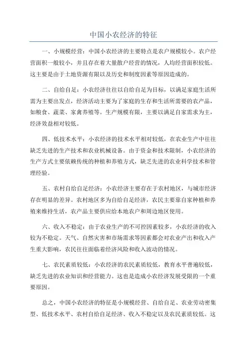 中国小农经济的特征