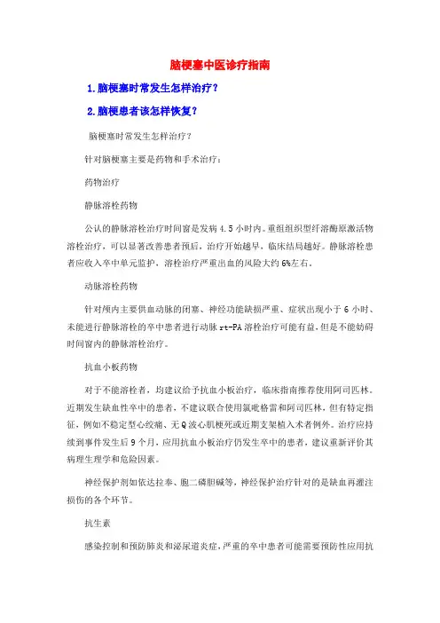 脑梗塞中医诊疗指南