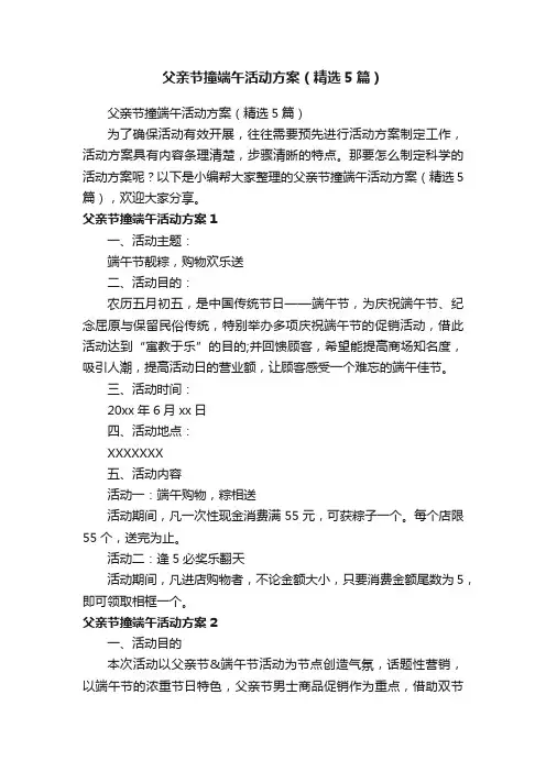 父亲节撞端午活动方案（精选5篇）