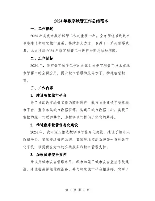 2024年数字城管工作总结范本