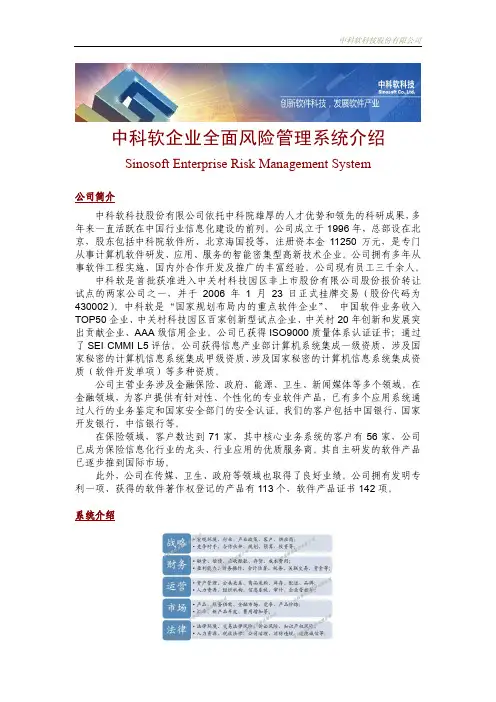 中科软企业全面风险管理系统介绍