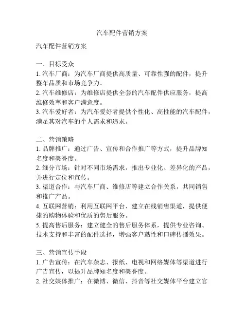 汽车配件营销方案