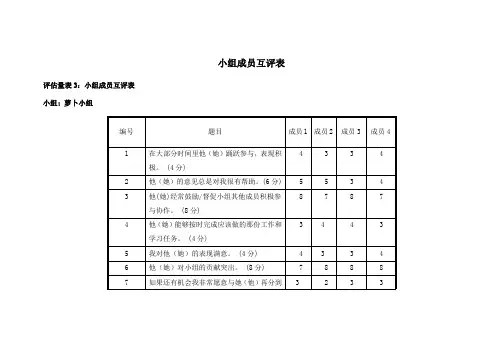 小组成员互评表