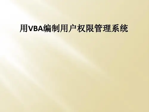 用VBA编制用户权限管理系统