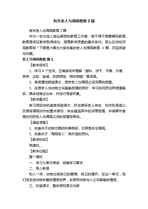 有关老人与海鸥教案3篇