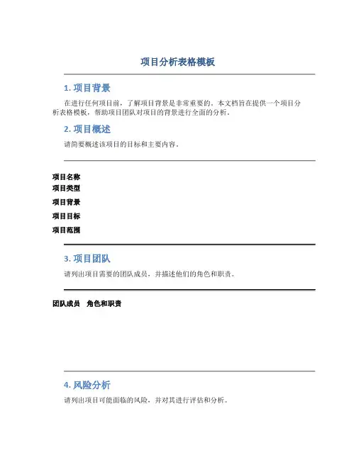 项目分析表格模板