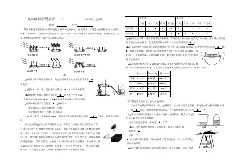 九年级科学周周清8K1