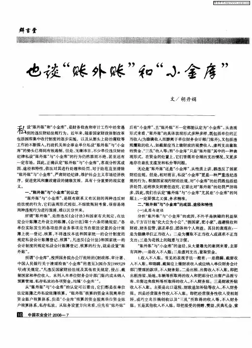 也谈“账外账”和“小金库”