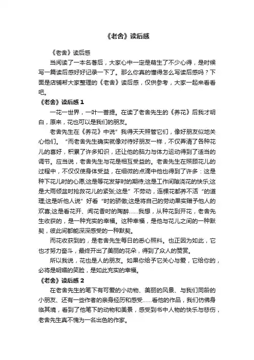 《老舍》读后感