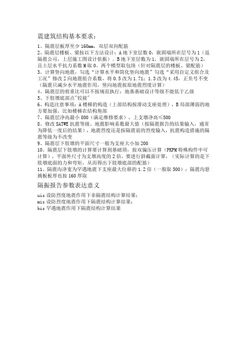 隔振设计部分参数