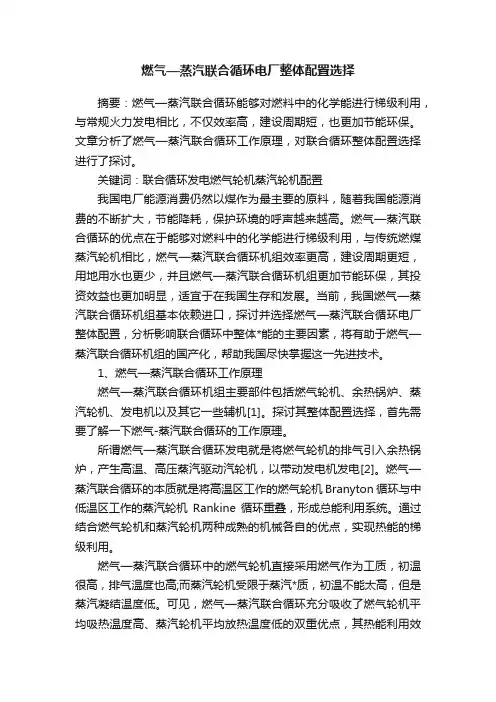 燃气—蒸汽联合循环电厂整体配置选择