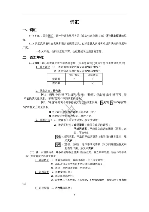 现代汉语词汇知识整理
