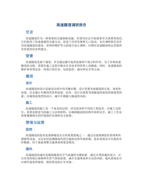高速隧道调研报告