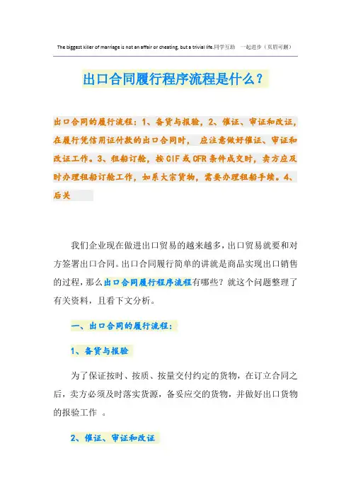 出口合同履行程序流程是什么？