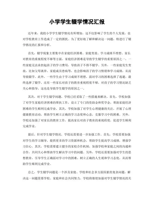 小学学生辍学情况汇报