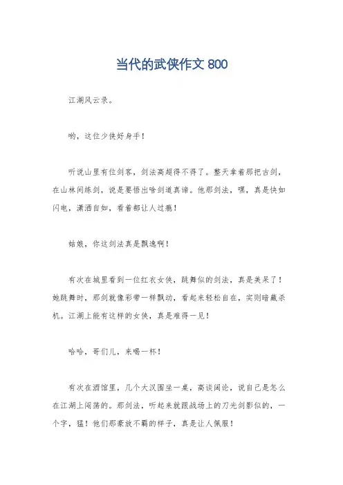 当代的武侠作文800