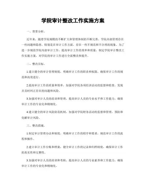 学院审计整改工作实施方案