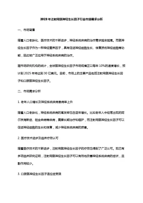 2023年注射用鼠神经生长因子行业市场需求分析