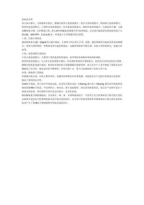 血制品分类