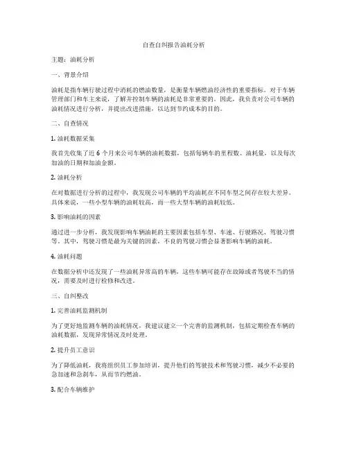 自查自纠报告油耗分析