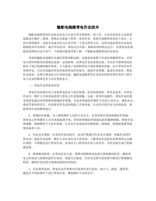 输配电线路带电作业技术