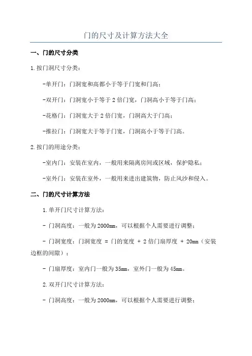 门的尺寸及计算方法大全
