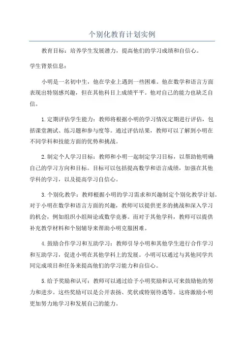 个别化教育计划实例