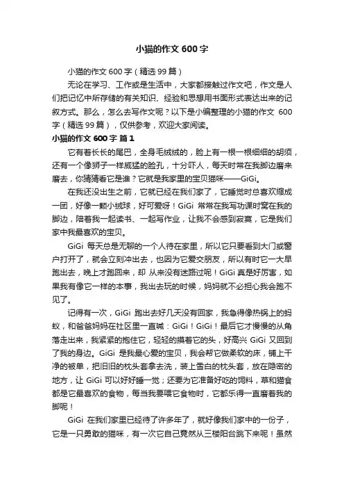 小猫的作文600字（精选99篇）