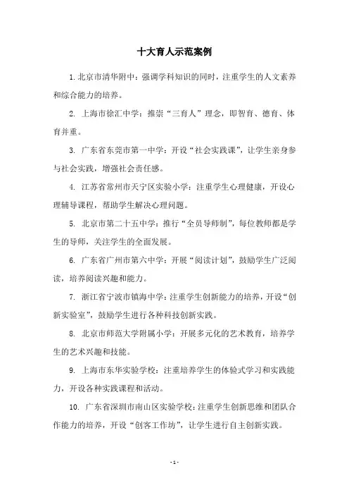 十大育人示范案例