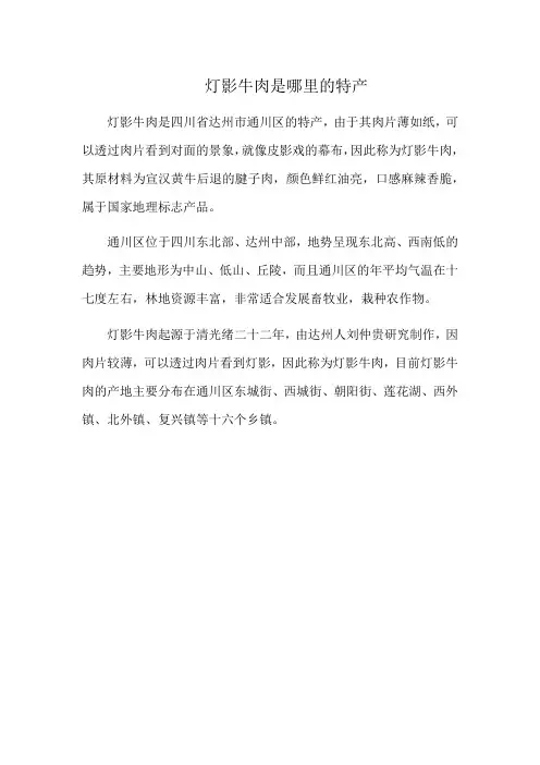 灯影牛肉是哪里的特产