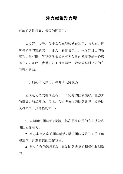 建言献策发言稿完整版