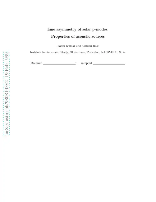 Line asymmetry of solar p-modes Properties of acoustic sources