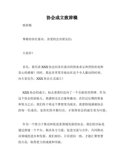 协会成立致辞稿