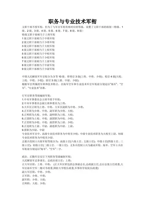 职务与专业技术军衔