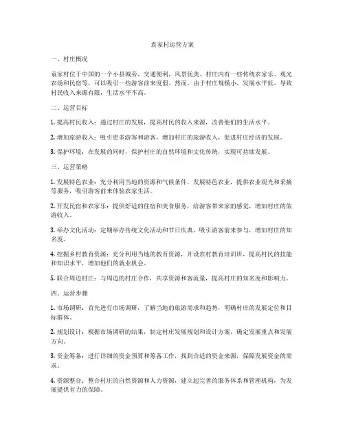 袁家村运营方案
