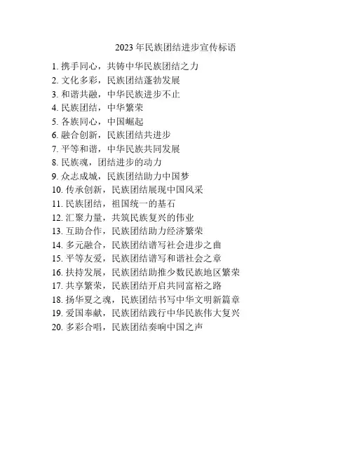 2023年民族团结进步宣传标语