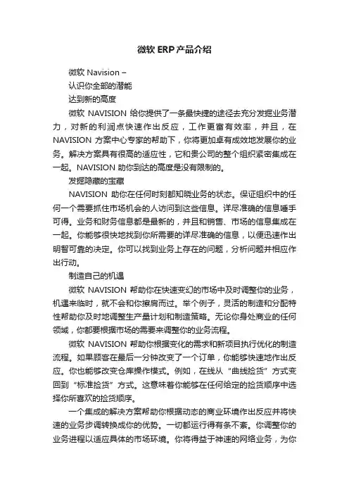 微软ERP产品介绍