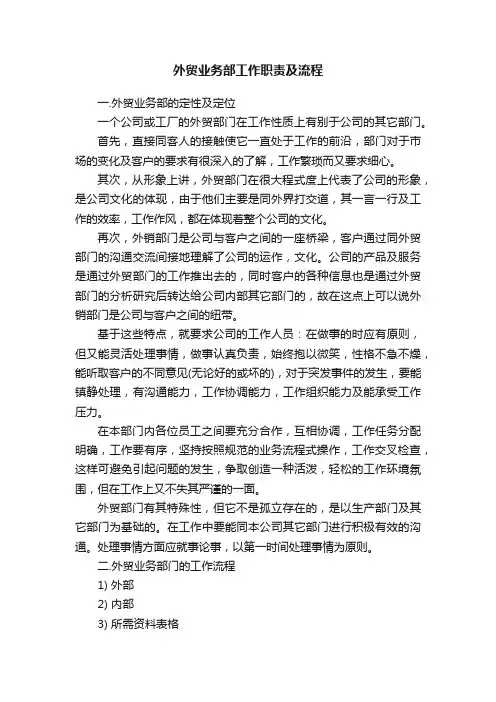 外贸业务部工作职责及流程