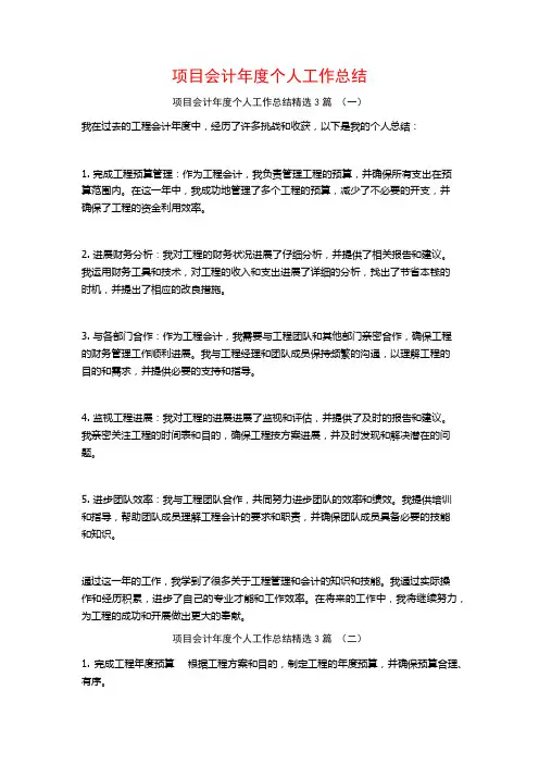 项目会计年度个人工作总结3篇