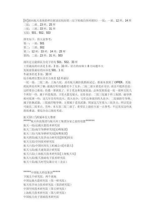 航天系统单位