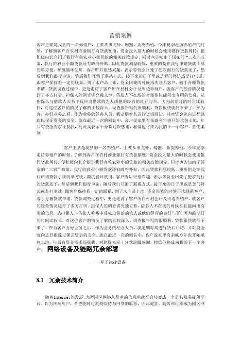 最新银行信贷客户经理营销案例word版本