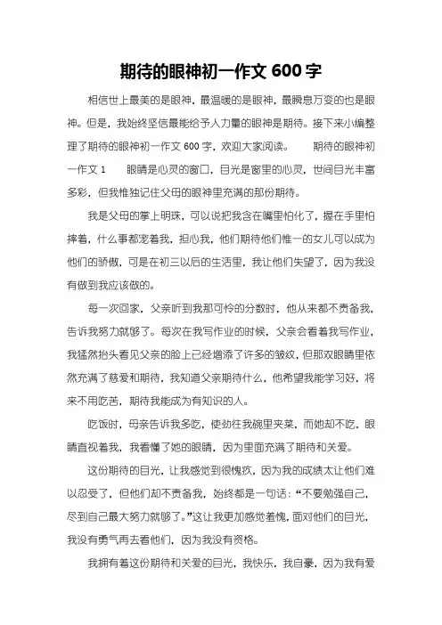 期待的眼神初一作文600字
