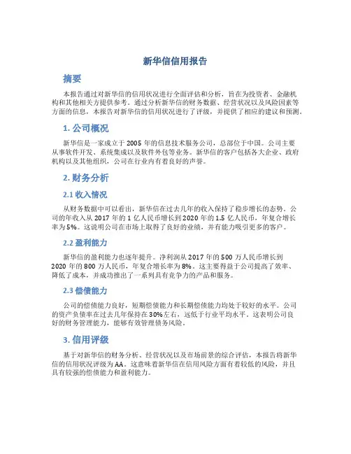 新华信信用报告