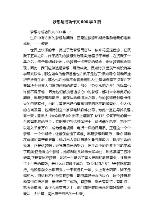 梦想与成功作文800字3篇
