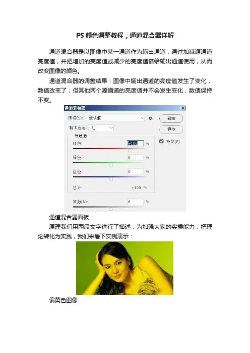 PS颜色调整教程，通道混合器详解